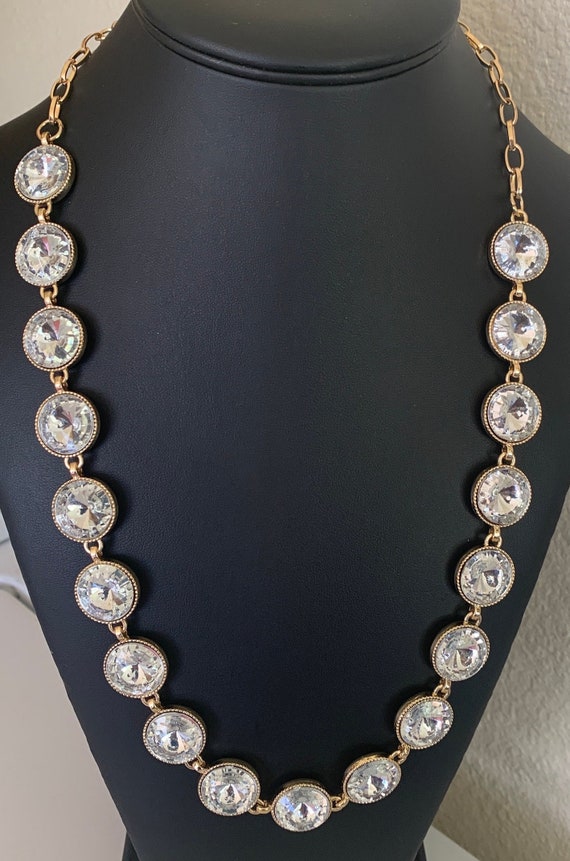 Vintage Large Rivoli Clear Rhinestone Necklace