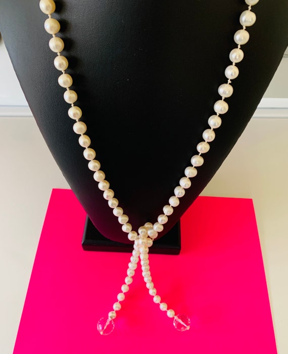 High Quality Genuine White 10mm Pearl Bead Lariat… - image 1