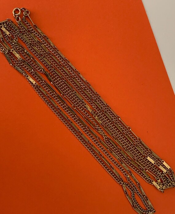 Two Layer Vintage Gold Rectangular Textured Bar L… - image 4