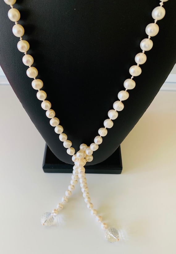 High Quality Genuine White 10mm Pearl Bead Lariat… - image 2