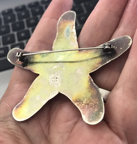 Large Vintage Enamel on Metal Handmade Starfish B… - image 5