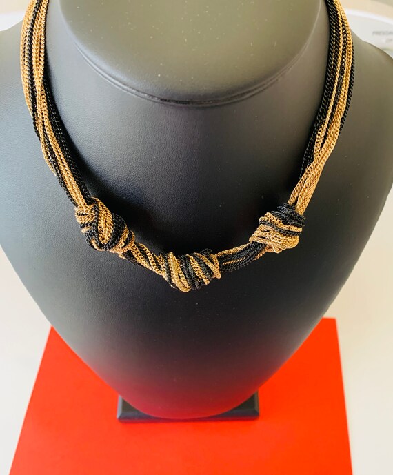 Multilayered Multicolored Knotted Chain Choker Ne… - image 3