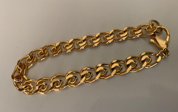 Lovely Flat Decorative Shiny Gold Link Bracelet - image 6