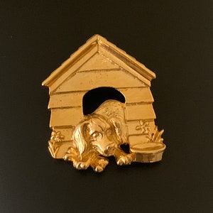 Signed CRA Dog in Dog House Brooch