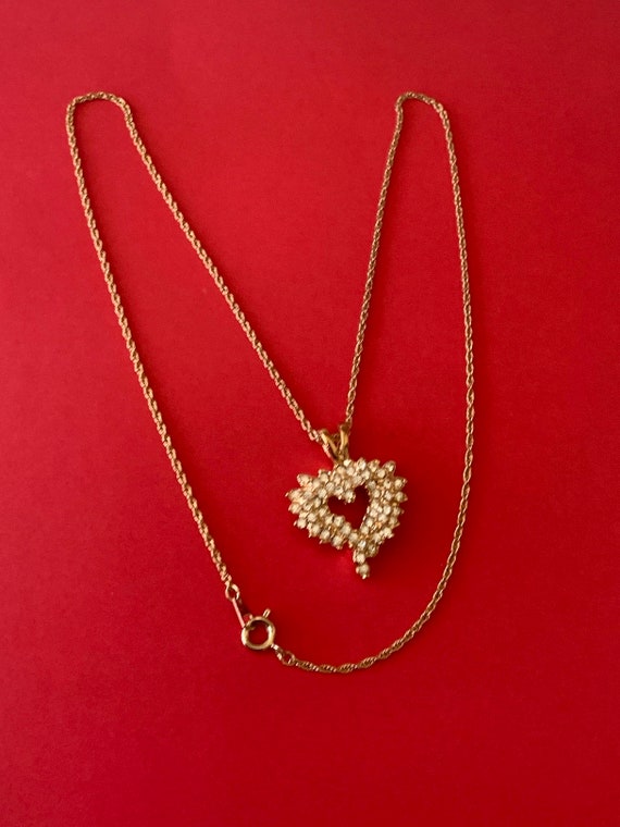 Pretty signed ROMAN gold tone pave studded heart … - image 1