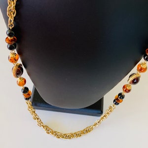 1928 Decorative Chain With Sections of Faceted Golden Yellow and Warm Brown Clear Lucite