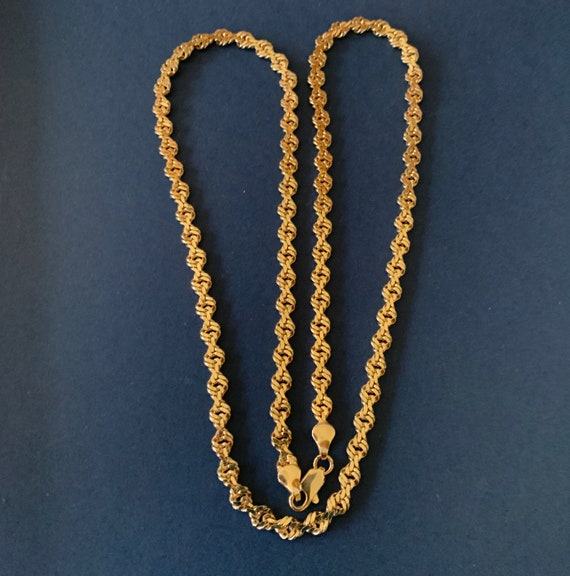 Lovely Twisted Flat Decorative Gold 24 Inch Rope Chain Necklace