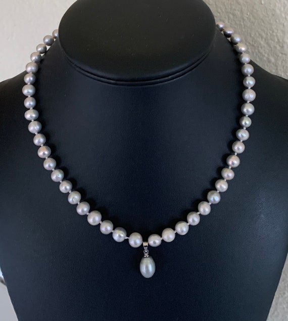 Genuine Individually Tied 7mm Cultured Gray Pearl 