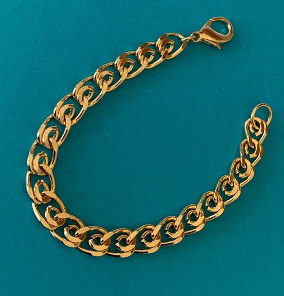 Lovely Flat Decorative Shiny Gold Link Bracelet - image 3