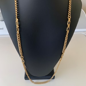 Monet Gold Plated Shiny 35 inch Long Double Chain Necklace With Decorative Links