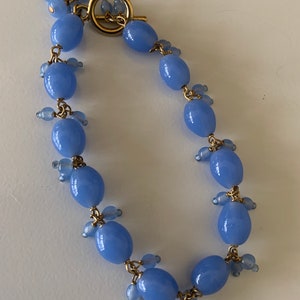 Periwinkle Blue Wire Strung Glass Bead Bracelet