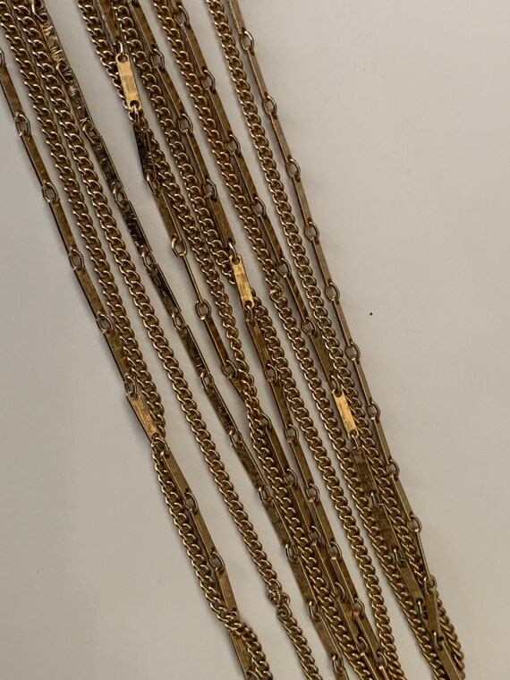 Two Layer Vintage Gold Rectangular Textured Bar L… - image 5