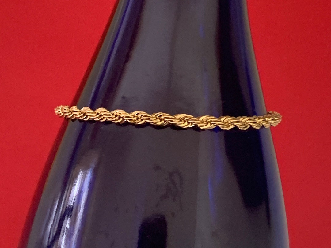 7 Inch 3mm Gold Plated Shiny Twisted Rope Chain Bracelet - Etsy