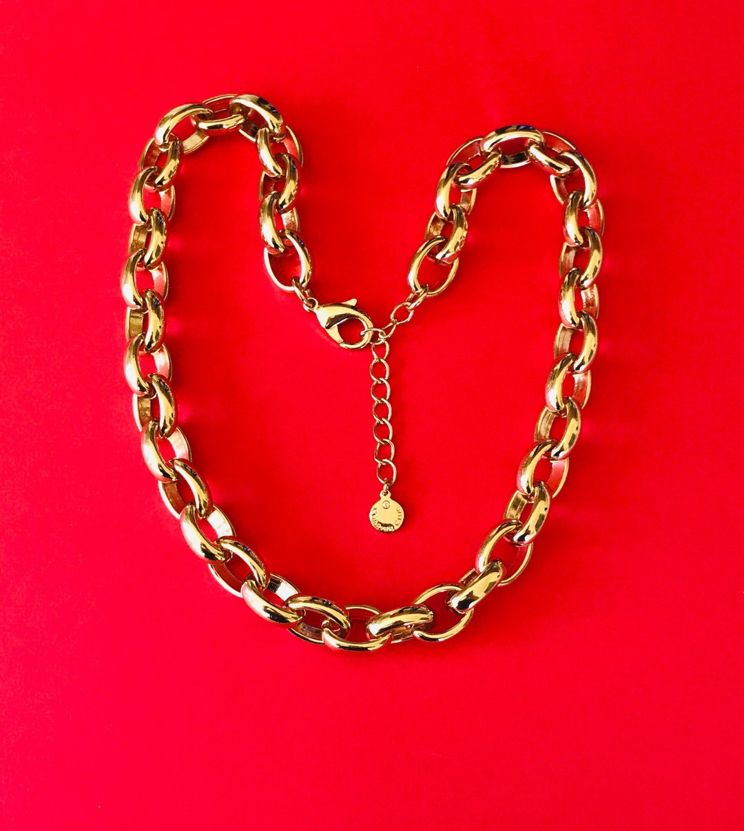 Charter Club Gold Plated Oval Link Chain Choker Necklace Etsy