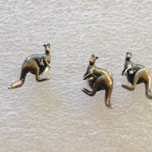 3 Kangaroo Sterling Silver Charm Stud Earrings