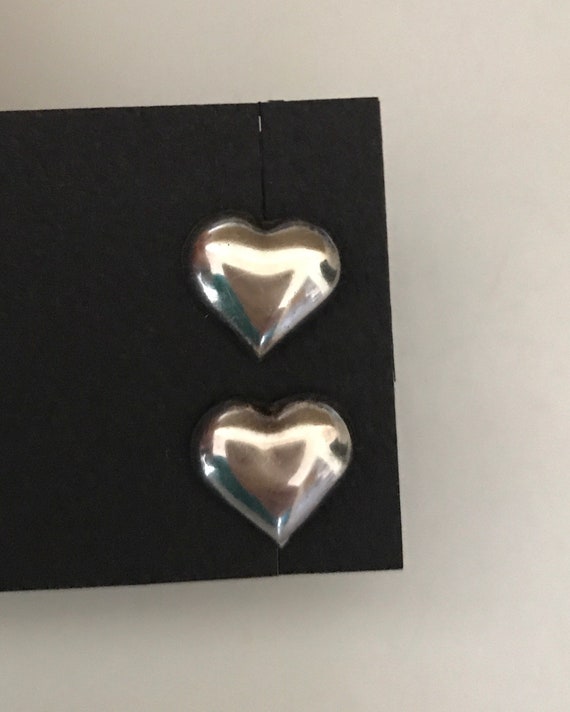 925 Shiny Sterling Silver Bubble Heart Earrings S… - image 2