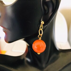 Big Bead Coral Lucite Dangle Earrings