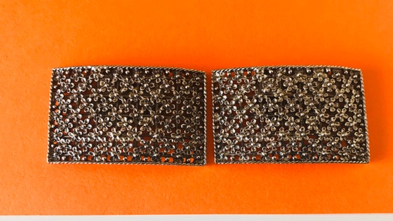 Tip Toe Large Rectangular Silver Tone Floral Vict… - image 9