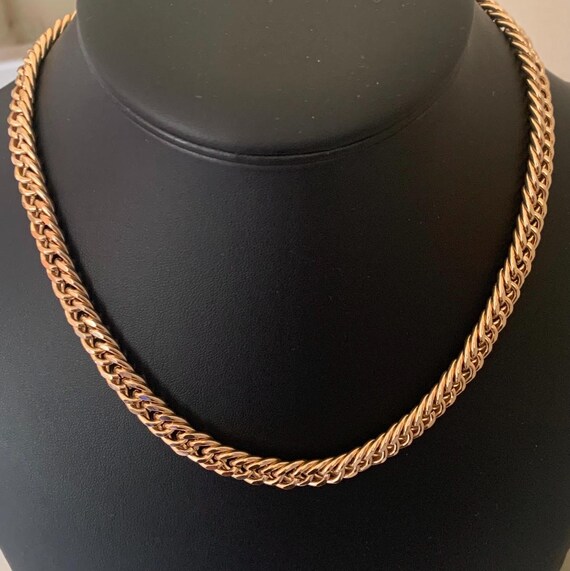 Simple Classic Gold Plated Sturdy Flat Curb Chain Necklace With