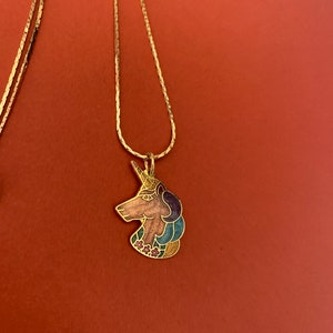 Cloisonné enamel unicorn pendant necklace