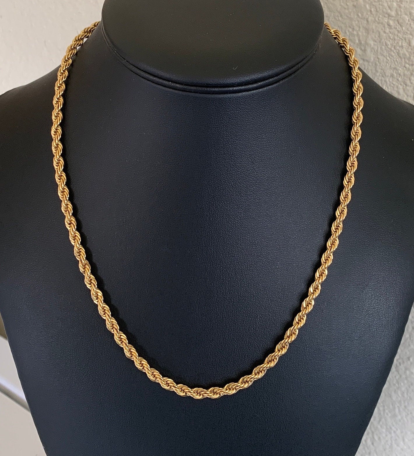Basic Twisted 20 Inch 4mm Gold Plated Rope Chain - Etsy