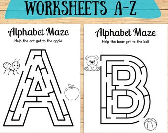 Alphabet Maze Worksheets A–Z | Preschool Letter Recognition & Fine Motor Skills | Printable ABC Activity Pack
