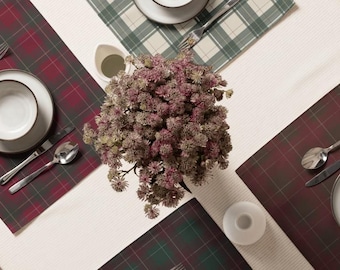 Plaid Tartan Fabric Christmas Table Setting Placemats Set of 4 in Four Colours, Buffalo Check or Classic Sett Holiday Table Decor