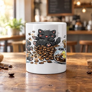 Funny Morning Coffee Time Gift Mug for Animal Lover Coworker and Java Enthusiasts