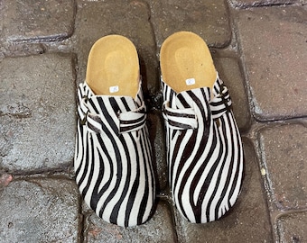 Sabots à imprimé animal - Chaussures sans léopard, vache et zèbre pour femme