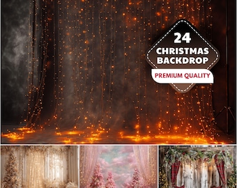 Christmas Photography Backdrop, Winter Holiday Scene (JPG Digital Download)