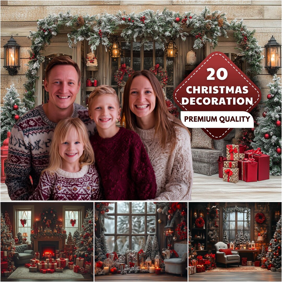 Christmas Photography Backdrop Bundle, Holiday Decor (digital Download ...