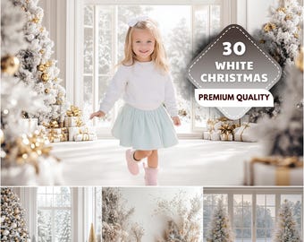 White Christmas Digital Backdrop Bundle: Studio Photography Overlays (JPG)
