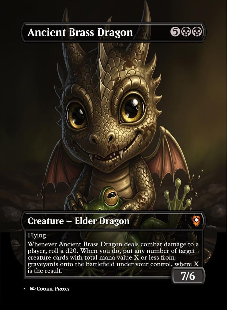 Ancient Brass Dragon [foil] - MTG Proxy Card - Chibi Style - D20 Dnd - Etsy