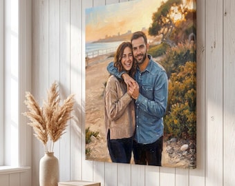 Custom Couple Oil Painting Portrait, Personalized Digital Art (Digital Download)