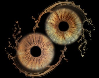 Maqueta PSD de Iris Art: plantilla fotográfica profesional con efecto de salpicaduras de agua para ojos (descarga digital)
