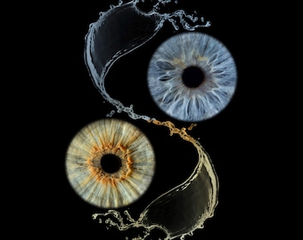 Maqueta PSD de Iris Art: plantilla fotográfica profesional con efecto espiral óptico para ojos (descarga digital)