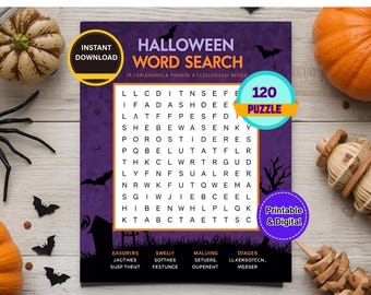 Halloween ordpusselbok: 120 spel för vuxna (digital nedladdning)