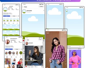 Plantillas de Canva para maquetas de perfil de Instagram, planificador de feeds de redes sociales (descarga digital)