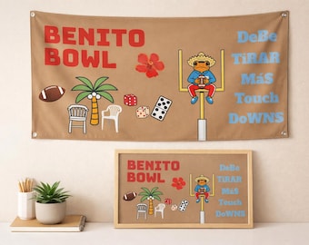Plantilla de pancarta para el día del partido de Benito / Decoración para fiesta de fútbol latino (Canva editable, descarga digital)