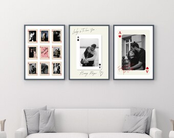 Láminas fotográficas personalizadas para parejas con diseño de cartas de póker, regalo de aniversario (descarga digital)