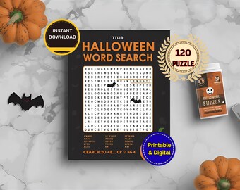 Halloween ordpusselbok för vuxna: 120 utskrivbara spel (digital nedladdning)