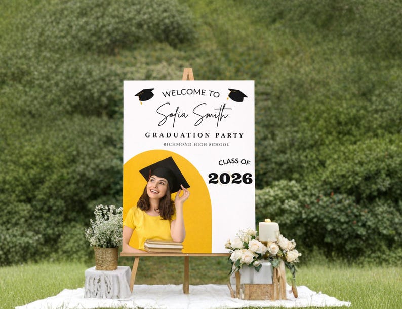Class of 2026 Graduation Welcome Sign, Modern Minimalist Photo Poster ...