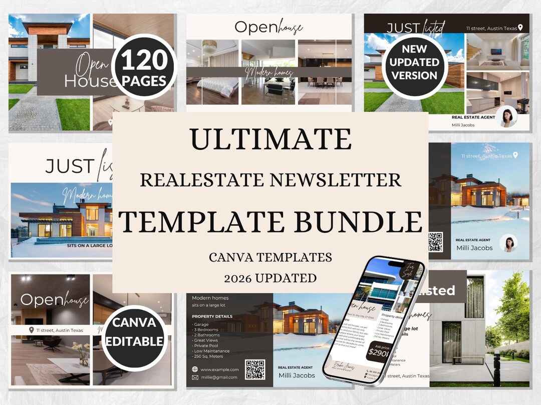 Real Estate Marketing Bundle Canva Templates, Realtor Kit, Open House ...