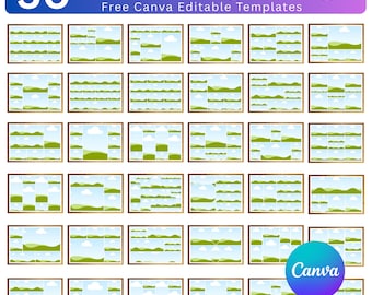 50 plantillas de collage de fotos, marcos editables de Canva (descarga digital)