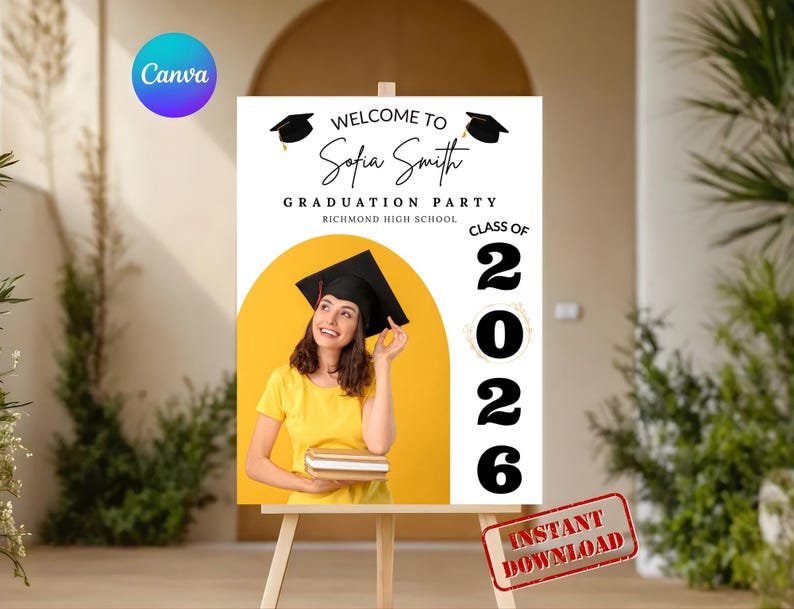 Class of 2026 Graduation Welcome Sign, Modern Minimalist Photo Poster ...