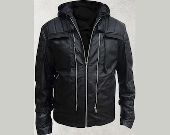 Herren Red Hood Arkham Knight Schwarze Lederjacke und Weste