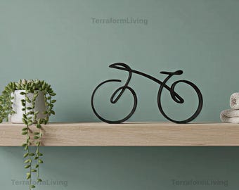 ミニマリスト自転車彫刻 | ワイヤーフレームバイク | サイクリストホームデコレーション