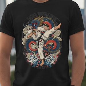 Cobra Commander Karate Dragon Tattoo T Shirt Martial Arts Tee, Retro Ninja Anime Art Graphic Shirt