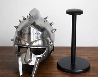 Armadura griega, casco de gladiador Maximus con pinchos, armadura de acero para cosplay, casco de gladiador romano