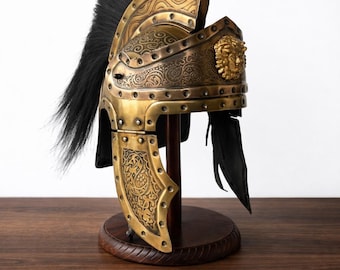 Engraved Design Roman Centurion Helmet , Wearable Medieval Helmet , Replica Imperial Gallic Armor For Cosplay , Anniversary Gift for Him
